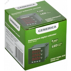 Вольтметр цифровой щитовой трехфазный 96х96мм LED GENERICA IDV21-5-3-0-LED-G