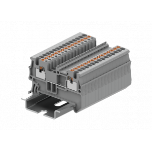 Проходная клемма TP1.5-2-GY, Проходная клемма, тип фиксации провода: push-in, номинальное сечение: 1,5 мм кв., 17,5A, 500V, ширина: 3,5 мм, цвет: серый, тип монтажа: DIN 35