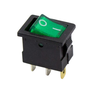 RWB-206-1 зеленый, Выключатель клавишный с подсветкой ON-OFF (3c) 15А 12В