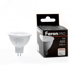 Лампа светодиодная LED 7вт 230в G5.3 белый с линзой 38 гр. Feron.PRO 38180