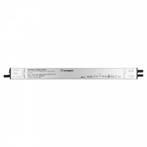 Блок питания ARPV-LG24160-LINEAR-PFC-DALI2-PD (24V, 6.7A, 160W) 033429, Диммируемый блок питания 24V с гальванической развязкой, ток 6.7А, 160Вт, с управлением DALI, c функцией PUSH-DIM, с корректором мощности, PF>0,95. Тонкий металлический корпус IP67. Вход: 220-240VAC. Выход: 24VDC, ШИМ 1кГц. Размер 350х30х21 mm.. Совместим