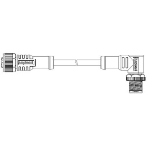 M12D04FL-12DMR-SDA05, Кабели для датчиков / Кабели для приводов M12 D CODE DOUBLE ENDED CABLE 4P F CONN TO M CONN L-0.5M PVC