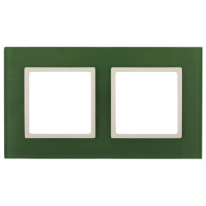 14-5102-27 Рамка на 2 поста, стекло, Elegance, зелёный+сл.кость (5/50/1200) Б0034499