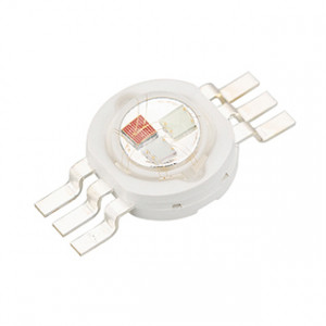 Мощный светодиод ARPL-9W-EPL45-RGB (700mA) 022611, Мощный светодиод типа Emitter, d=10 мм, h=5.8 мм. Чипы EPILEDS 45 mil. Цвет свечения RGB: красный (620-630 нм), зеленый (520-530 нм), синий (460-470 нм). Угол излучения 120-140°. Световой поток 70-90 лм (красный), 110-140 лм (зеленый), 30-50 лм (синий)