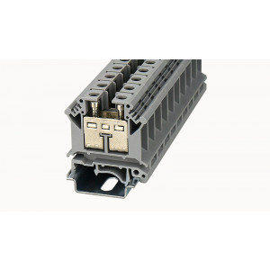 PCIK16-01P-11-00Z(H), Проходная клемма, тип фиксации провода: винтовой, номинальное сечение: 16 мм кв., 76A, 1000V, ширина: 12,2 мм, цвет: серый, зажимная клетка - латунь, винтовая перемычка, тип монтажа: DIN35