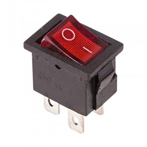 RWB-207 красный, Выключатель клавишный с подсветкой ON-OFF (4c) 6А 250В