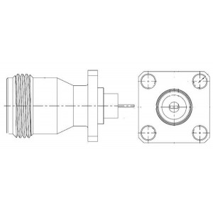 172361-10, РЧ соединители / Коаксиальные соединители 4H FLNG N TYPE STR JACK FLAT TAB 50 Ohm