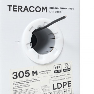 Кабель витая пара F/UTP кат.5E 4 пары solid внешн. LDPE черн. TERACOM TRC-5EFTP-04PE-BK-OUT3