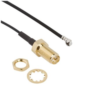 336314-14-0150, Соединения РЧ-кабелей SMA RP BH Jk-AMC Plg 1.37mm cable, 150 mm