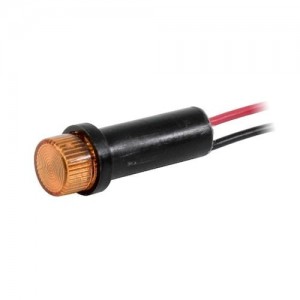 41W-NKA12H-CAO, Светодиодные панельные индикаторы Wire Leads Hi Hat Amber 12VDC