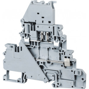 Этажная клемма CYDLF4L110-240V, Этажная клемма, верхний ряд с предохранительной колодкой, LED 110-240V, тип фиксации провода: винтовой, номинальное сечение: 4 мм кв., 10/32A, 500V, ширина: 6 мм, цвет: серый, тип монтажа: DIN 35