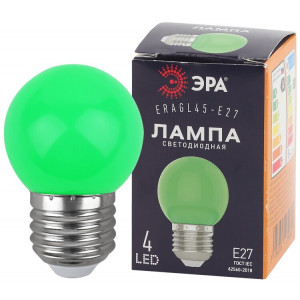 Лампочка светодиодная STD ERAGL45-E27 E27 / Е27 1Вт шар зеленый для белт-лайт Б0049574