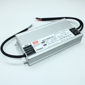 HLG-480H-24, AC-DC, 480Вт, IP67, вход 90…305В AC, 47…63Гц/127…431В DC, ККМ, выход 24В/20А, изоляция 3750В AC, в кожухе 262х125х43.8мм, -40…+90°С (корпус)