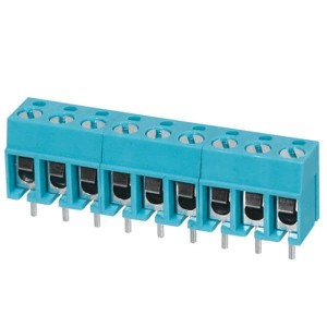 TB001-500-09BE, Фиксированные клеммные колодки Terminal block, screw type, 5.00 , horizontal, 9 poles, CUI Blue, slotted screw, PCB mount