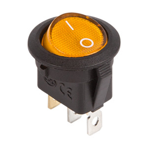 RWB-214-1 желтый, Выключатель клавишный круглый с подсветкой ON-OFF (3c) 20А 12В