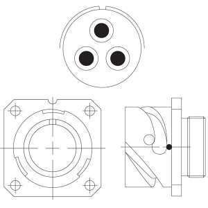 PKB00RFC20-19P, Круговой мил / технические характеристики соединителя 3 Contact Size 8 Wall mount Rcpt