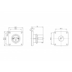 Вилка панельная IP44 16A 2P+E 230В DIS2431693