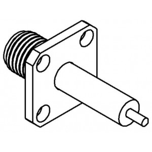 R125414000W, РЧ соединители / Коаксиальные соединители SMA ADJ SQ FLNG JACK RECEP W/CYLIND CON