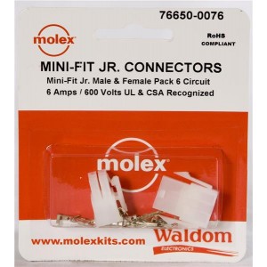 76650-0076, Проводные клеммы и зажимы MiniFit Jr Conn Kit Plug and Recept 6Ckt