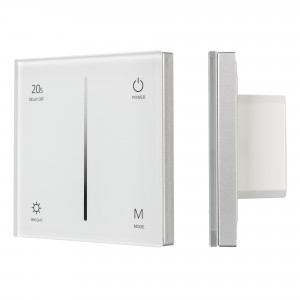 Панель SMART-P36-DIM-IN White (230V, 1.2A, TRIAC, Sens, 2.4G) 027113, Встраиваемая сенсорная стеклянная панель 2.4 ГГц, цвет белый. Для управления одноцветными источниками света (TRIAC). Управление яркостью с помощью сенсорной полосы. Питание/рабочее напряжение 100-240VAC, 1 зона управления. Габариты 86х86х35 мм.