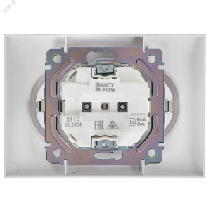 SKANDY Розетка 2-местная с заземлением без защитных шторок 16А в сборе SK-R08W арктический белый IEK SK-R21-16-K01-F