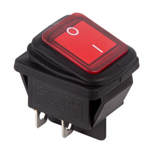 Выключатель клавишный 250V 15А (4с) ON-OFF красный с подсветкой ВЛАГОЗАЩИТА (RWB-507) Индивидуальная упаковка 1 шт 36-2360-1