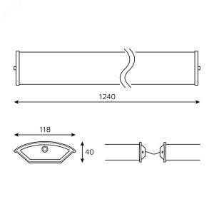 Светильник GAUSS ДПО 11-2*18-001 ЛАЙТ 1240*118*40мм IP40 для светодиодных ламп 2*1200мм, 1/2 909427212