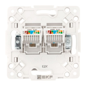 Стокгольм Механизм розетки RJ-45 2-местной белый EKF