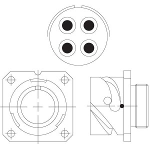 PKB00RWC22-22P, Круговой мил / технические характеристики соединителя 4 Contact Size 8 Wall mount Rcpt