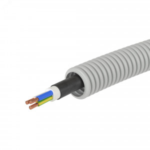 Электротруба ПВХ гибкая гофр. д.16мм, цвет серый, с кабелем ВВГнг(А)-LS 3х2,5мм РЭК "ГОСТ+", 50м 9S91650