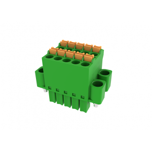 Розеточный разъем на кабель MC-DRF3.5H10P-K-0001, Розеточный разъем, прямой, 2 этажа, на кабель, шаг: 3.5 мм, 5х2 полюсов, фиксация провода Push-In исполнение: с монтажными фланцами, 160V, 8A, цвет: зеленый