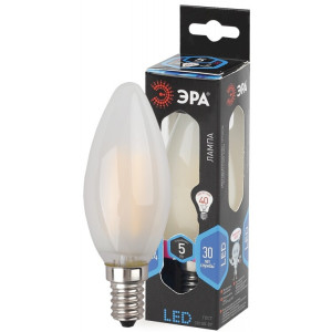Лампочка светодиодная F-LED B35-5W-840-E14 frost Е14 / Е14 5Вт филамент свеча матовая нейтральный белый свет Б0027926