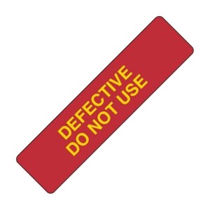 QC131, Таблички и промышленные предупредительные знаки DEFECTIVE DO NOT USE Sold by Pack of 160