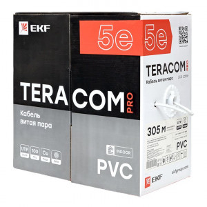 Кабель витая пара U/UTP кат.5E 4 пары 24 AWG solid PVC сер. TERACOM PRO PRO TRP-5EUTP-04PVC-GY-IN3