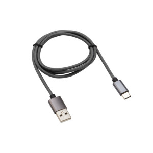 Шнур USB-Type-C, 3A.,нейлон,1метр, графит