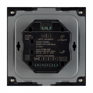 Панель SMART-P34-DIM-IN Black (230V, 0-10V, Sens, 2.4G) 028112, Встраиваемая сенсорная панель, цвет чёрный. Материал - стекло. Выходной сигнал 0/1-10V. Управление яркостью с сенсорной полосы. 4 зоны управления. Питание 230V, входное напряжение 86-265VAC. Габариты 86х86х35 мм. Панель совместима с 0/1-10V диммерами.