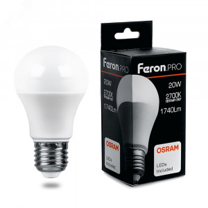 Лампа светодиодная LED 20вт Е27 теплый Feron.PRO 38041