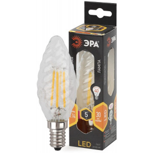 Лампочка светодиодная F-LED BTW-5W-827-E14 Е14 / E14 5Вт филамент свеча витая матовая теплый белый свет Б0027935