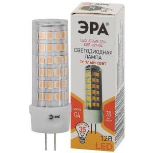 Лампочка светодиодная STD LED JC-5W-12V-CER-827-G4 G4 5Вт керамика капсула теплый белый свет Б0049087