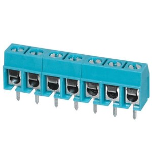 TB002-500-07BE, Фиксированные клеммные колодки Terminal block, screw type, 5.00 , horizontal, 7 poles, CUI Blue, slotted screw, PCB mount
