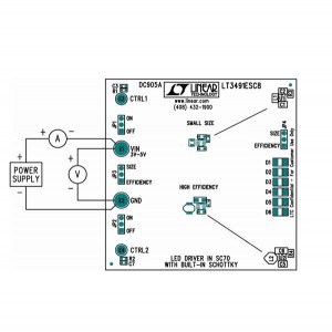 DC905A, Средства разработки схем светодиодного освещения  LT3491ESC8 Demo Board