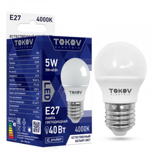 Лампа светодиодная 5Вт G45 4000К Е27 176-264В TKE-G45-E27-5-4K