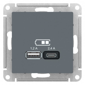 РОЗЕТКА USB ATLASDESIGN A+С, 5В/2,4А, 2х5В/1,2А, механизм, ГРИФИЛЬ ATN000739