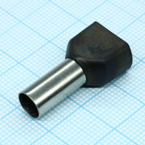 TE 10-14 Black, наконечник кабельный торцевой сдвоенный трубчатый с изоляцией, L=26.6/14мм, провод 2х10мм2