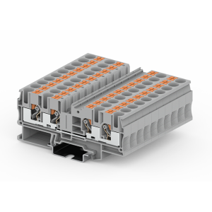 Проходная клемма TP6-4-GY, Проходная клемма, 4 точки подключения, тип фиксации провода: push-in, номинальное сечение: 6 мм кв., 41A, 1000V, ширина: 8,2 мм, цвет: серый, тип монтажа: DIN 35