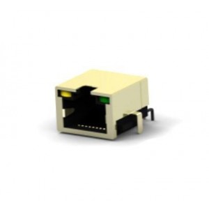 2041411-1, Модульные соединители / соединители Ethernet RJ45 w/ LED, Tab Up Offset, DIP, H=9.45