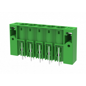 Вилочный разъем на плату MC-PH10.16V06-F-0001, Вилочный разъем, вертикальный, на плату, шаг: 10.16 мм, 6 полюсов, фиксация на плате пайкой, исполнение: три вывода на полюс, с монтажными фланцами, 1000V, 76A, цвет: зеленый