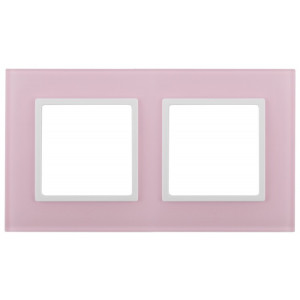 14-5102-30 Рамка на 2 поста, стекло, Elegance, розовый+бел (5/50/1200) Б0034502