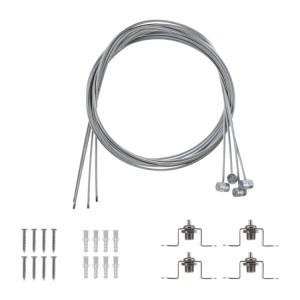 Комплект подвесных крепежей для светодиодных панелей № 1 (Трос длиной 1 м - 4 шт.; Винт самонарезающий 4х25 - 8 шт.; Дюбель пластмассовый 6х30 - 8 шт.; Кронштейн 16х16х16 мм - 4 шт., Кронштейн крепления к панели 55 х 10 мм – 4 шт.) 606-301