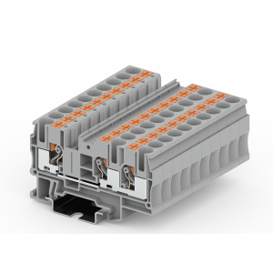 Проходная клемма TP6-3-GY, Проходная клемма, 3 точки подключения, тип фиксации провода: push-in, номинальное сечение: 6 мм кв., 41A, 1000V, ширина: 8,2 мм, цвет: серый, тип монтажа: DIN 35